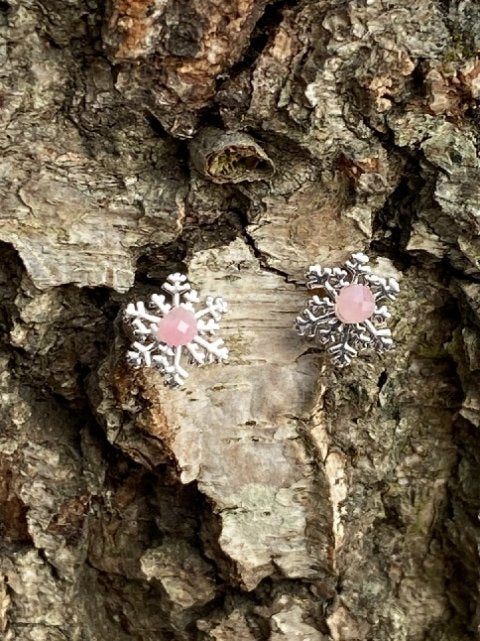 "Snowflake" Earrings in sterling silver 925 with Tugtupite